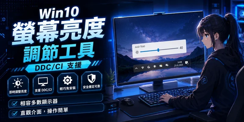 Win10 BrightnessSlider 螢幕亮度調節DDC/CI工具